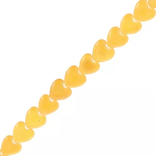 Perles coeurs en nacre teintée 6 mm - Jaune x39cm
