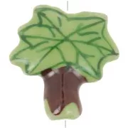 Perle Palmier en céramique 22x21 mm - Vert - Marron foncé x1