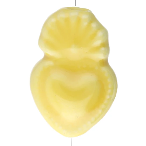 Perle coeur Ex-voto mexicain en céramique 15x10 mm - Jaune irisé x1