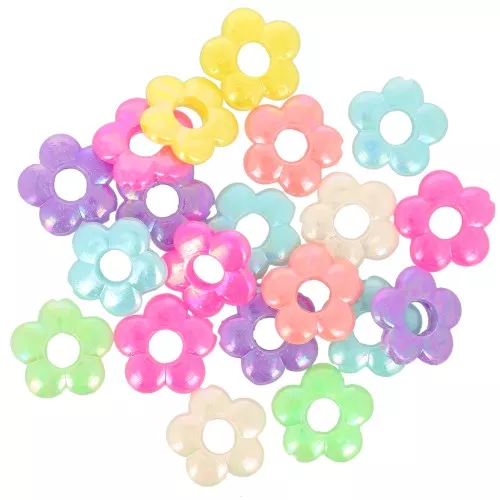 Assortiment de perles fleurs en acrylique 19 mm - Multicolore effet AB x20