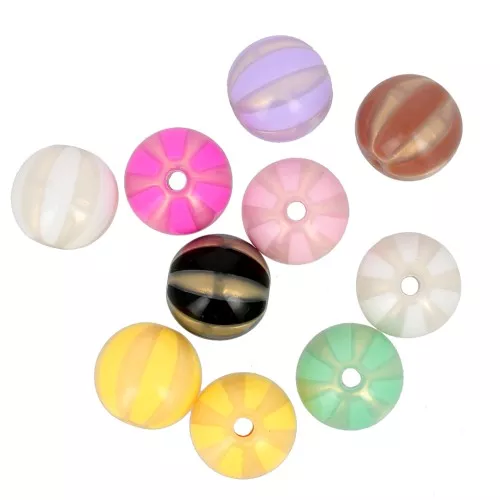Lot De 60 Perles Acryliques Rayées Arc-en-ciel Pastel 8mm - Création Bijoux Bracelet