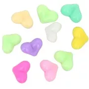 Assortiment de perles coeurs en acrylique - 11x15mm - Multicolore Pastel x10