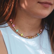 Assortiment de perles gros trous - Pony beads - 9x6 mm Multicolore Nacré x50