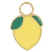 Breloque citron 11.5x7.5 mm Resine époxy - Acier inoxydable 316L - Doré - Jaune x1|raw }}
