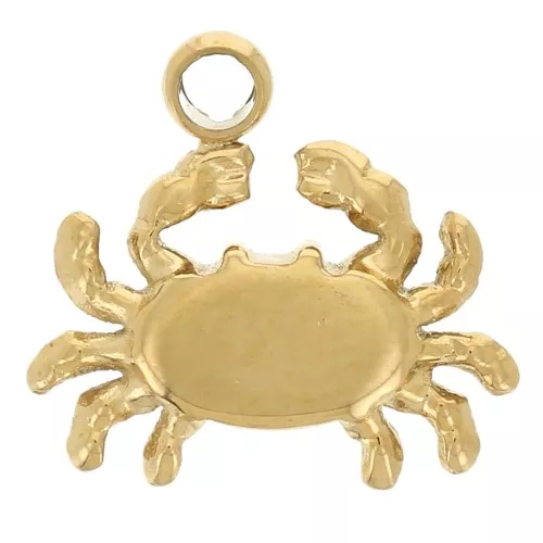Breloque crabe 8x8.5 mm Acier inoxydable 304L Doré x1