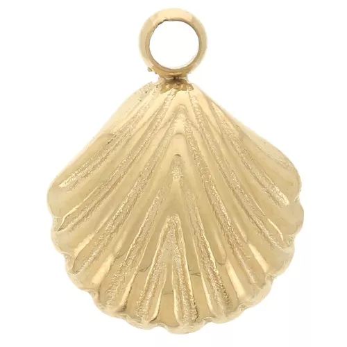 Breloque coquillage 9x7 mm Acier inoxydable 304L - Doré x1