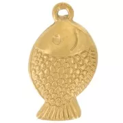 Breloque poisson 18x10 mm Acier inoxydable 316L - Doré x1