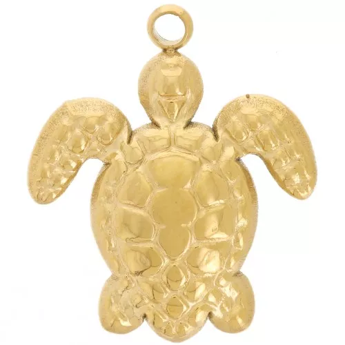 Pendentif tortue 18x15 mm - Acier inoxydable 304L - Doré x1