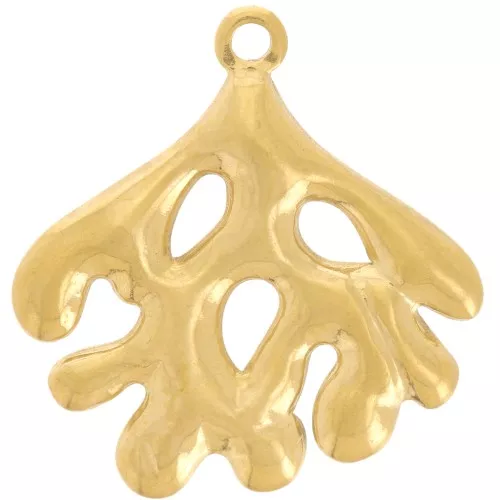 Pendentif corail 22x21 mm - Acier inoxydable 304L - Doré x1