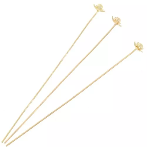 Clous tête fleur 50x0.5 mm - Doré x10