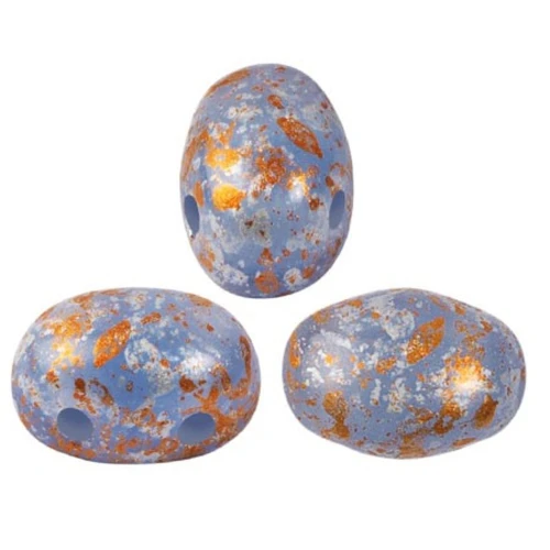 Perles en verre Samos® par Puca® 7x5 mm - Blue Opal Tweedy x10g