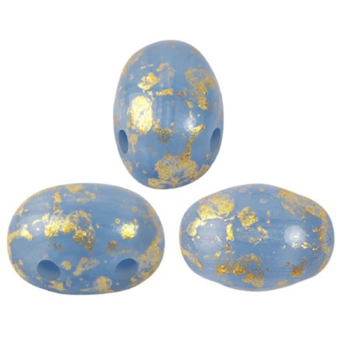 Perles en verre Samos® par Puca® 7x5 mm - Blue Opal Gold Splash x10g