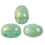 Perles en verre Samos® par Puca® 7x5 mm - Blue Green Opal Gold Splash x10g|raw }}