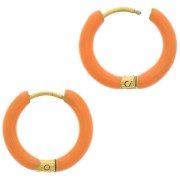 Créoles rondes 17 mm avec résine époxy - Acier inox 304L Doré - Orange x2|raw }}