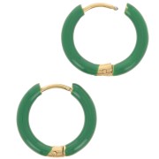 Créoles rondes 17 mm avec résine époxy - Acier inox 304L Doré - Vert sapin x2|raw }}