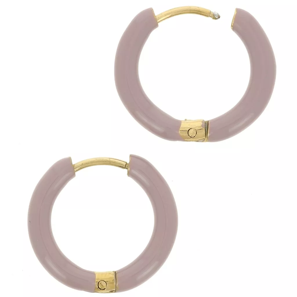 Boucles D'oreilles Créoles Avec Insert Nacre - Acier Inoxydable - Neuf Sans Emballage