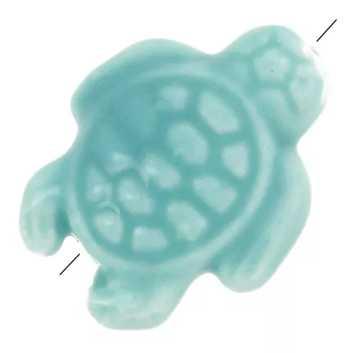 Perle tortue en céramique 19x15 mm - Turquoise x1
