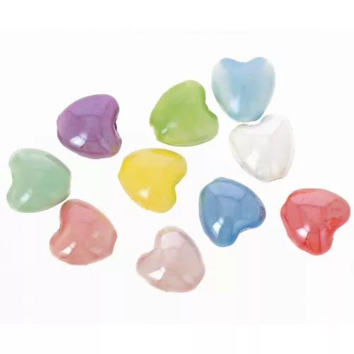 Perles coeurs en céramique 10 mm - Multicolore x10