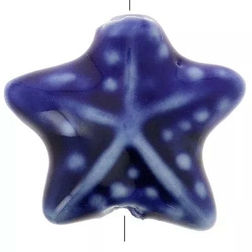 Perle étoile de mer en céramique 20 mm - Bleu marine x1