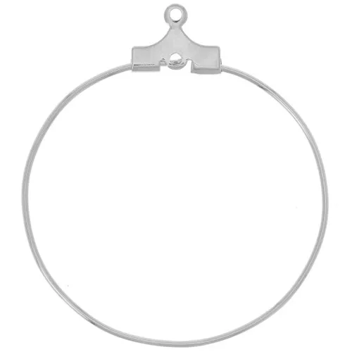 Supports boucles d'oreilles - créoles à décorer 30 mm - 1 trou - Argenté x2