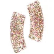 Perles tube incurvé 35x11 mm acrylique transparente - Gris Pailleté multicolore x6