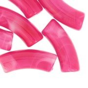 Perles tube incurvé 35x11 mm en acrylique transparente - Marbré Fuchsia x6