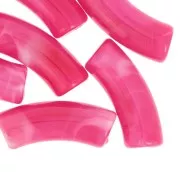 Perles tube incurvé 35x11 mm en acrylique transparente - Marbré Fuchsia x6