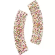 Perles tube incurvé 32x8mm en acrylique transparent - Gris Pailleté multicolore x6