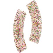 Perles tube incurvé en acrylique transparent 32x8 mm Gris Pailleté multicolore x6