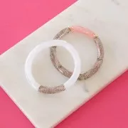 Perles tube incurvé 32x8mm en acrylique transparent - Gris Pailleté multicolore x6