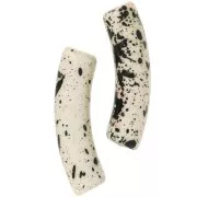 Perles tube incurvé 32x8 mm en acrylique opaque - Beige Tacheté Noir x6