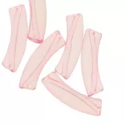 Perles tube incurvé en acrylique transparent 32x8 mm - Rose clair x6