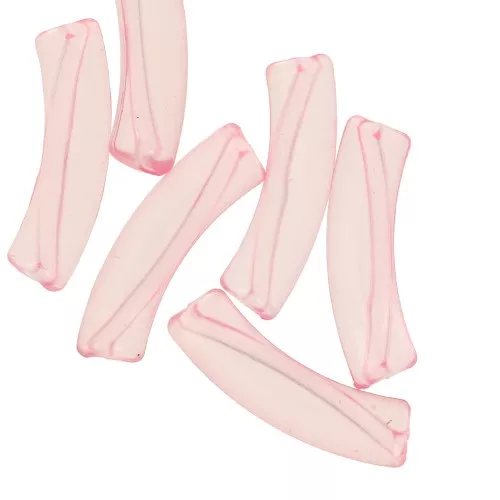 Perles tube incurvé 32x8 mm en acrylique transparent - Rose clair x6