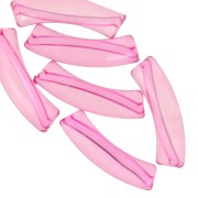 Perles tube incurvé en acrylique transparent 32x8 mm - Rose x6|raw }}