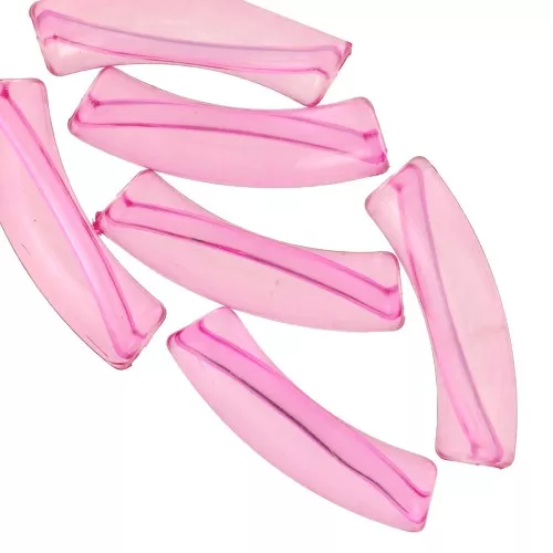 Perles tube incurvé 32x8 mm en acrylique transparent - Rose x6
