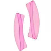 Perles tube incurvé en acrylique transparent 32x8 mm - Rose x6