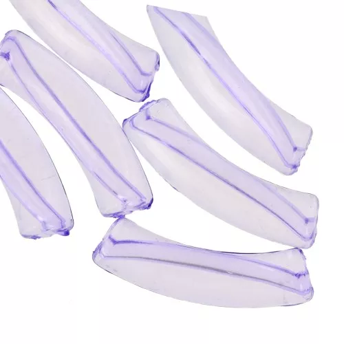 Perles tube incurvé 32x8 mm en acrylique transparent - Violet x6