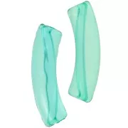 Perles tube incurvé en acrylique transparent 32x8 mm - Vert turquoise x6