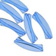 Perles tube incurvé en acrylique transparent 32x8 mm - Bleu royal x6|raw }}