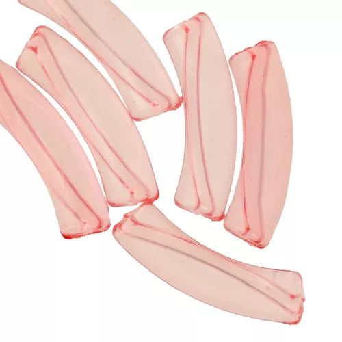 Perles tube incurvé 32x8 mm en acrylique transparent - Corail x6
