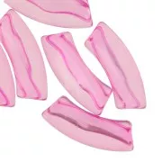 Perles tube incurvé 35x11 mm en acrylique transparente - Rose x6