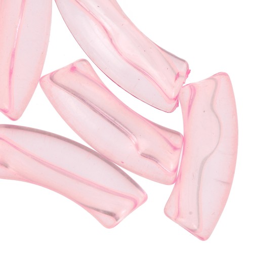 Perles tube incurvé 35x11 mm en acrylique transparente - Rose clair x6