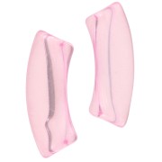 Perles tube incurvé en acrylique transparent 35x11mm Rose clair x6