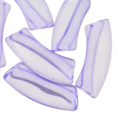 Perles tube incurvé 35x11 mm en acrylique transparente - Violet x6