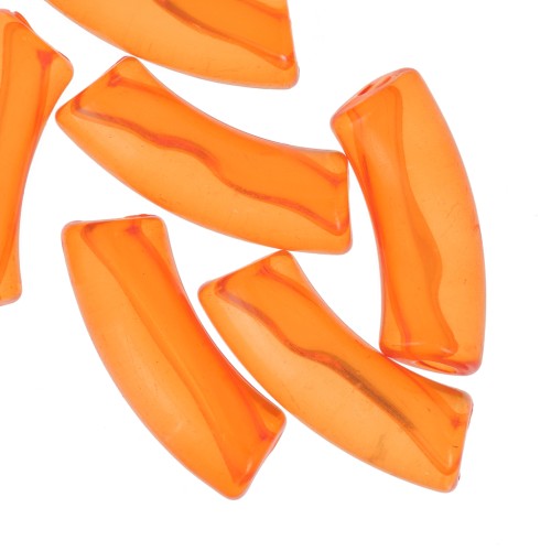 Perles tube incurvé 35x11 mm en acrylique transparente - Orange x6