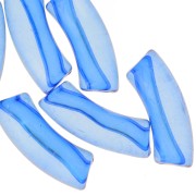 Perles tube incurvé en acrylique transparent 35x11mm Bleu royal x6|raw }}