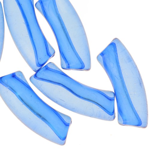 Perles tube incurvé 35x11 mm en acrylique transparente - Bleu royal x6