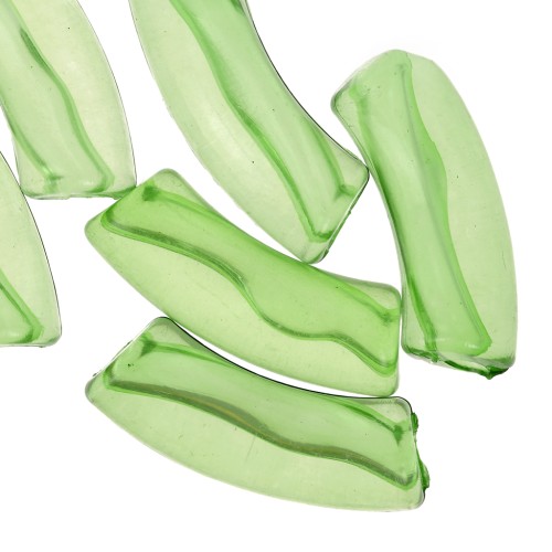 Perles tube incurvé 35x11 mm en acrylique transparente - Vert clair x6