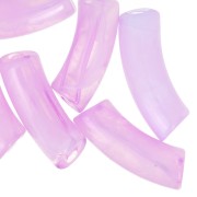 Perles tube incurvé en acrylique transparent 35x11mm Marbré Lilas x6|raw }}
