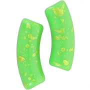 Perles tube incurvé 35x11mm en acrylique opaque - Vert Pomme - Tacheté Doré x6